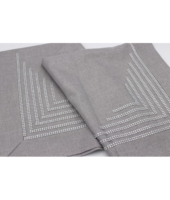 Centro quadrato in lurex con 5 linee di brillantini : h003-1129 : Colore prodotto - Grigio, Tessuto - Poliestere, Misura - 90x90 cm