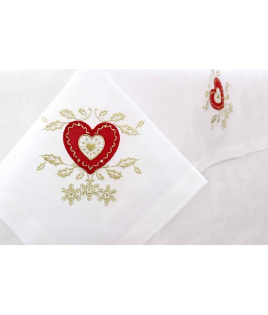 Blanco raya - Servizio da tavola natalizio 6 posti con 6 tovaglioli : wh18-001 heart-2