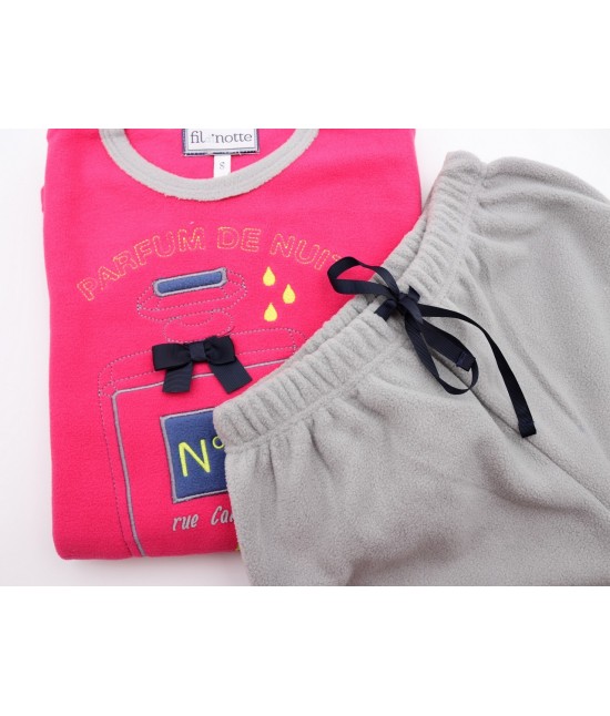Pigiama donna invernale in pile gamba e manica lunga con coulisse - fragranza : Colore prodotto - Rosa, Taglia - S, Tessuto - Poliestere, Variante - Fragranza