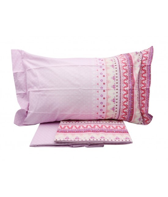 Caleffi - Completo letto stampato in caldo cotone motivo microfantasia e balza stampata : decor