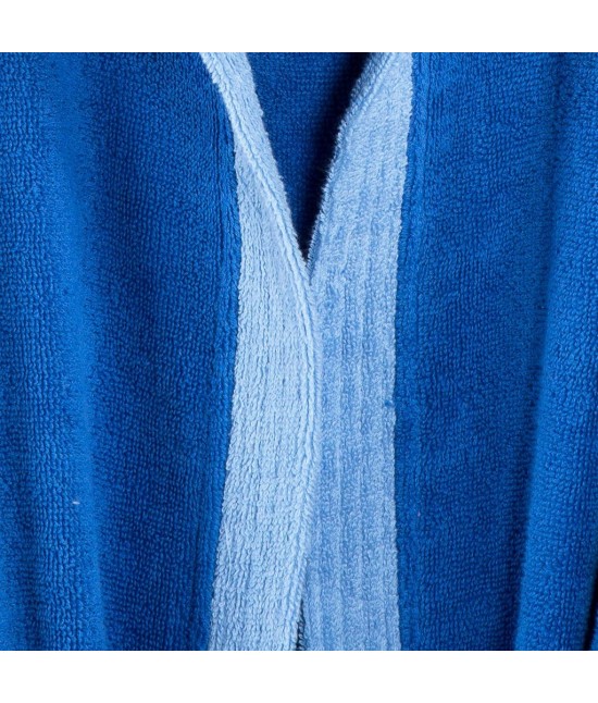 Accappatoio bambino in spugna di puro cotone con cappuccio bicolor: young. : Colore prodotto - Blue, Taglia - 10-12 anni