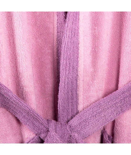 Accappatoio bambino in spugna di puro cotone con cappuccio bicolor: young. : Taglia - 6-8 anni, Colore prodotto - Confetto