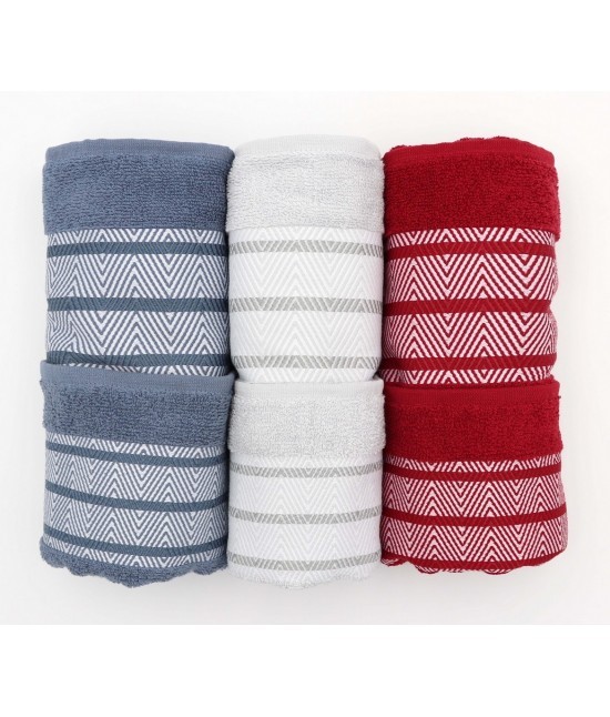 HERMET - Asciugamani bagno 3+3 viso e ospite in spugna di cotone idrofilo vari colori: claudia
