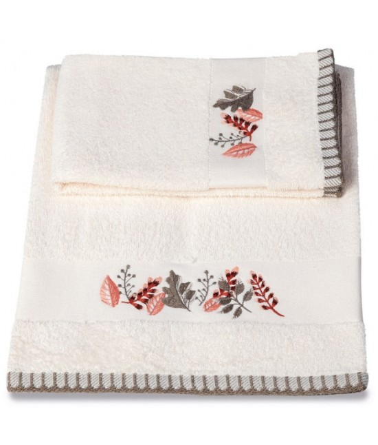 Asciugamani bagno set 6+6 viso e ospite in puro cotone idrofilo ricamato tinta unita colori assortiti: leila