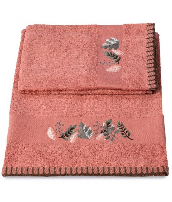 Asciugamani bagno set 6+6 viso e ospite in puro cotone idrofilo ricamato tinta unita colori assortiti: leila : Misura - Set asc. 12 pz