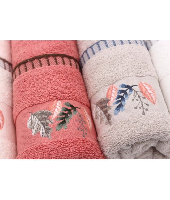 Asciugamani bagno set 6+6 viso e ospite in puro cotone idrofilo ricamato tinta unita colori assortiti: leila : Misura - Set asc. 12 pz