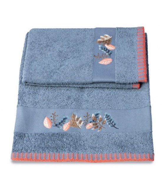 Asciugamani bagno set 6+6 viso e ospite in puro cotone idrofilo ricamato tinta unita colori assortiti: leila : Misura - Set asc. 12 pz