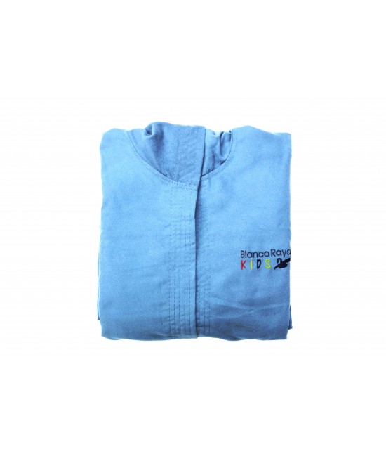 Accappatoio bambino in microfibra con cappuccio e cintura in comoda borsetta pvc tinta unita: bamby. : Colore prodotto - Azzurro, Tessuto - Poliestere, Taglia - 12-14 anni, Misura - Accappatoio bambino