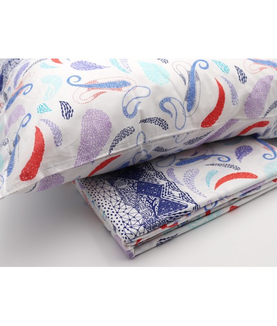 Completo lenzuola composto da sopra + sotto con angoli + federa - life 1 : Misura - Singolo, Colore prodotto - Blue, Tessuto - Cotone