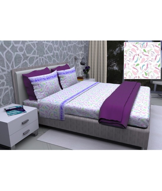 Completo lenzuola composto da sopra + sotto con angoli + federa - life 1 : Misura - Singolo, Tessuto - Cotone, Colore prodotto - Viola