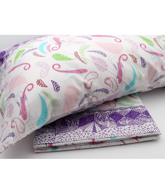 Completo lenzuola composto da sopra + sotto con angoli + federa - life 1 : Misura - Matrimoniale, Tessuto - Cotone, Colore prodotto - Viola