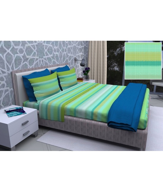 Completo lenzuola composto da sopra + sotto con angoli + federe - pixel : Misura - Matrimoniale, Colore prodotto - Verde, Tessuto - Cotone