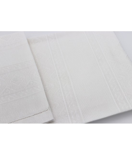 Set asciugamani 3+3 in puro cotone ritorto: azalea. : Colore prodotto - Bianco