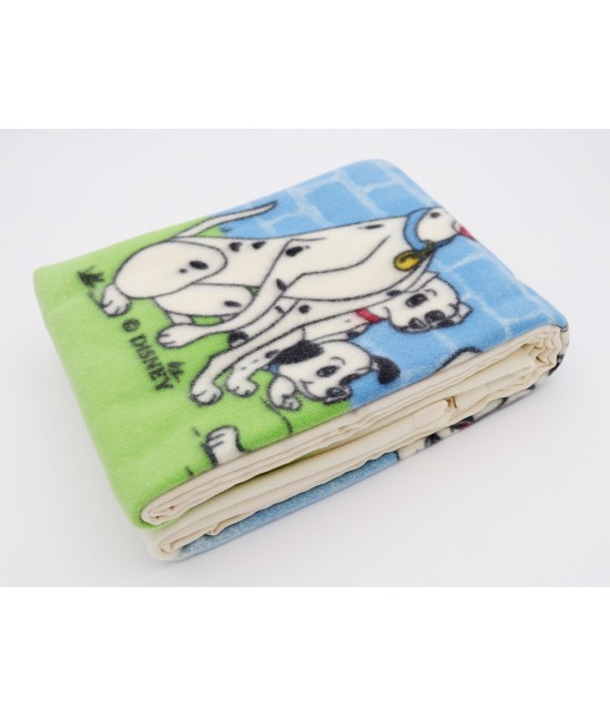 Coperta per culla con stampa a mano disney carica dei 101 in pura lana vergine merino: joy. : Misura - 110x150 cm