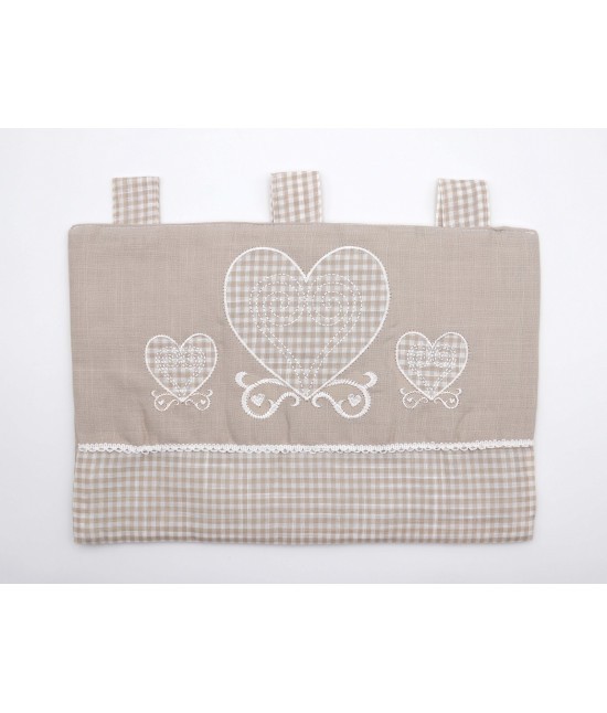 Blanco raya - Copriforno shabby chic con ricamo cuori vichy: sd2018-7