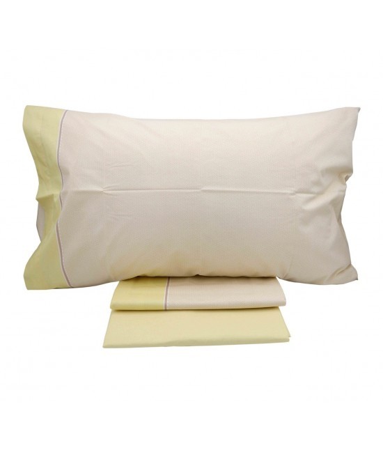 Gabel - Completo lenzuola in cotone stampato composto da sopra + sotto con angoli + federa : special edition: ideale var. vaniglia 404