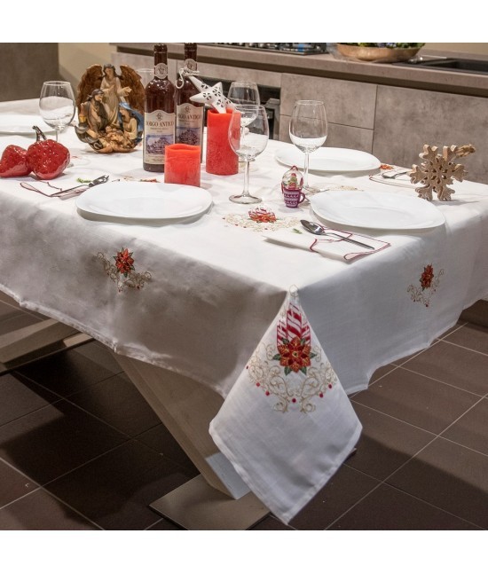 Blanco raya - Servizio da tavola natalizio 6 o 12 posti con 6 o 12 tovaglioli : wh-p061
