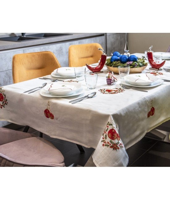 Blanco raya - Servizio da tavola natalizio 6 o 12 posti con 6 o 12 tovaglioli : wh-p064
