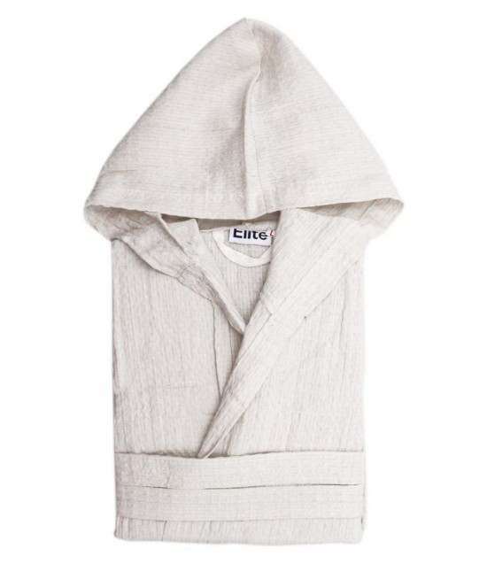 Elite - Accappatoio unisex in cotone nido d'ape dotato di cappuccio e cintura: ape-1