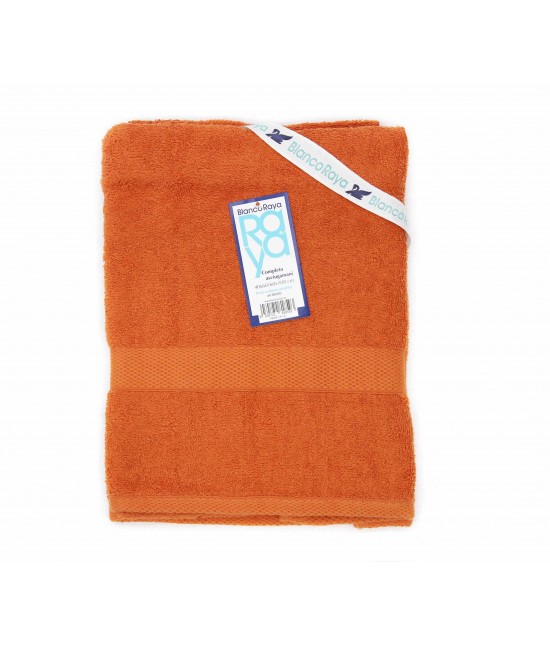 Set asciugamani bagno 1+1 in 100% spugna di puro cotone - 80420. : Colore prodotto - Arancio, Tessuto - Cotone, Misura - Set asc. 1+1