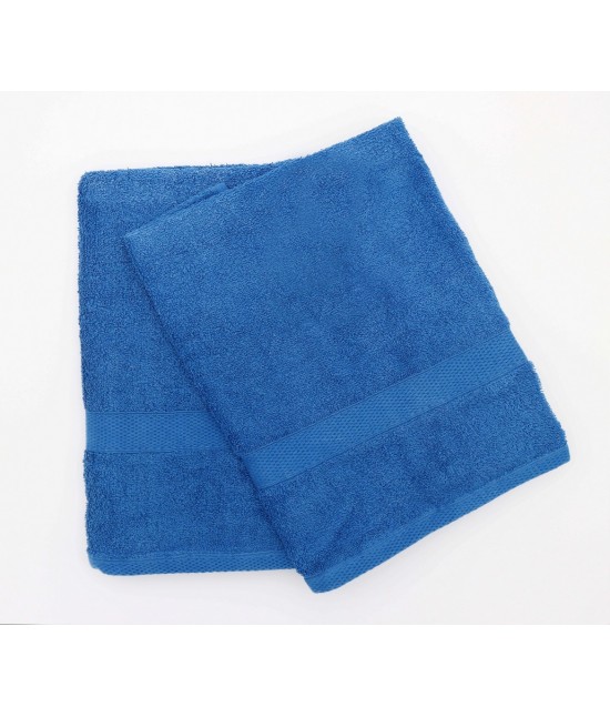 Set asciugamani bagno 1+1 in 100% spugna di puro cotone - 80420. : Colore prodotto - Blue, Tessuto - Cotone, Misura - Set asc. 1+1
