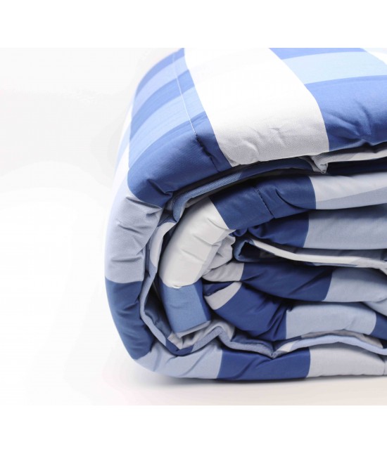 Trapunta invernale stampata fantasia quadri in puro cotone - wilson : Misura - Singolo, Colore prodotto - Navy