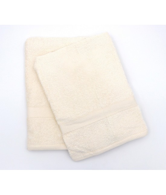 Set asciugamani bagno 1+1 in 100% spugna di puro cotone - 80420. : Tessuto - Cotone, Colore prodotto - Crema, Misura - Set asc. 1+1