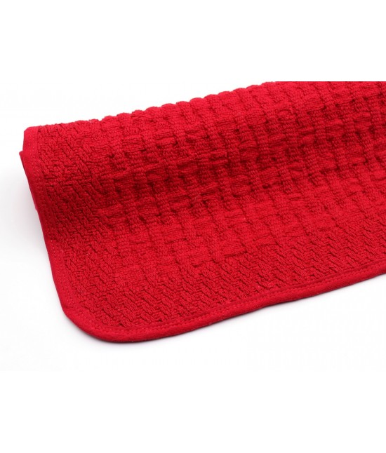 Tappeto casa in puro cotone idrofilo jacquard vari colori: 10500 : Colore prodotto - Rosso, Tessuto - Cotone