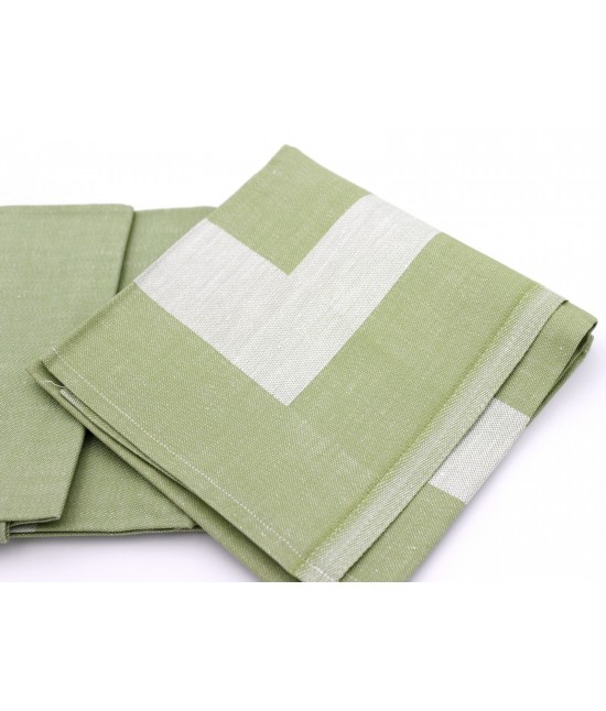 Confezione 6 tovaglioli fascia in raso trama colorata: var2 : Colore prodotto - Verde