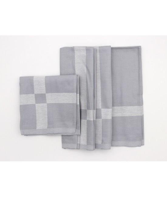 Servizio tovaglia 4 persone con tovaglioli in puro cotone: disegno 5 : Colore prodotto - Grigio, Tessuto - Cotone, Misura - 4 posti