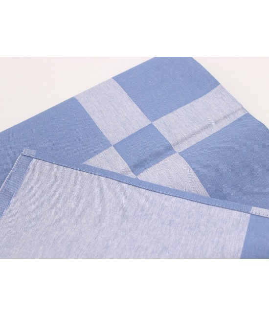 Servizio tovaglia 4 persone con tovaglioli in puro cotone: disegno 5 : Colore prodotto - Azzurro, Tessuto - Cotone, Misura - 4 posti