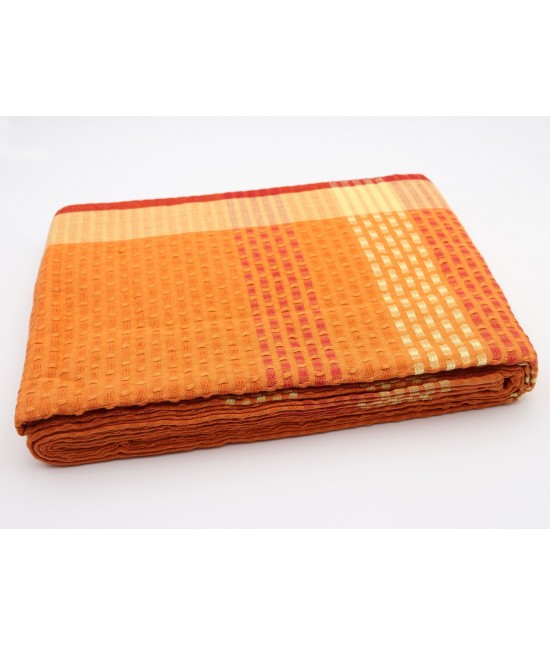Copriletto matrimoniale in cotone fantasia tartan in diversi colori: laila : Misura - Matrimoniale, Colore prodotto - Arancio, Tessuto - Cotone