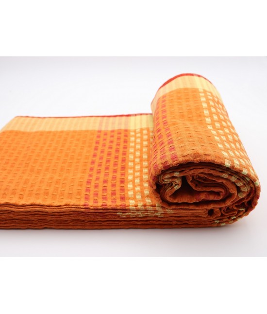 Copriletto matrimoniale in cotone fantasia tartan in diversi colori: laila : Misura - Matrimoniale, Colore prodotto - Arancio, Tessuto - Cotone
