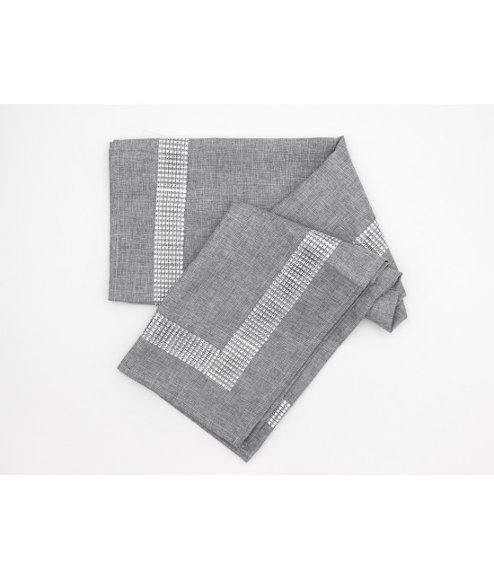 Blanco raya - Centro quadrato elegante per feste rifinito con strass brillantini grigio tinta unita: new diamond