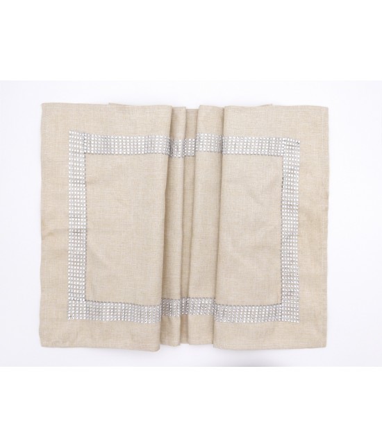 Blanco raya - Runner moderno light beige rifinito con strass brillantini tinta unita: new diamond