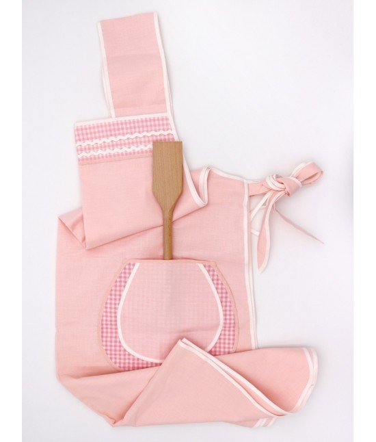 Blanco raya - Casacca grembiule da cucina con tasche e laccetti: 11002 rosy