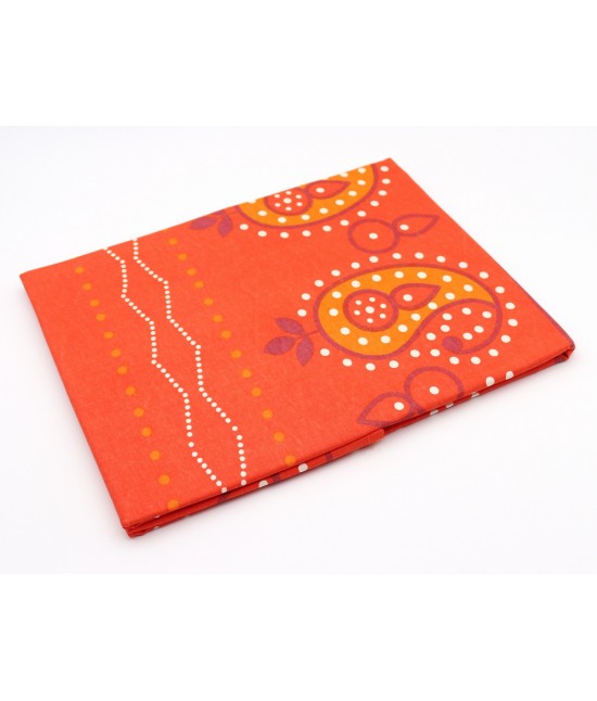 Telo arredo copridivano 1 posto in cotone fantasia stampata paisley: botticelli : Colore prodotto - Arancio, Tessuto - Cotone, Misura - Copridivano 1 posto