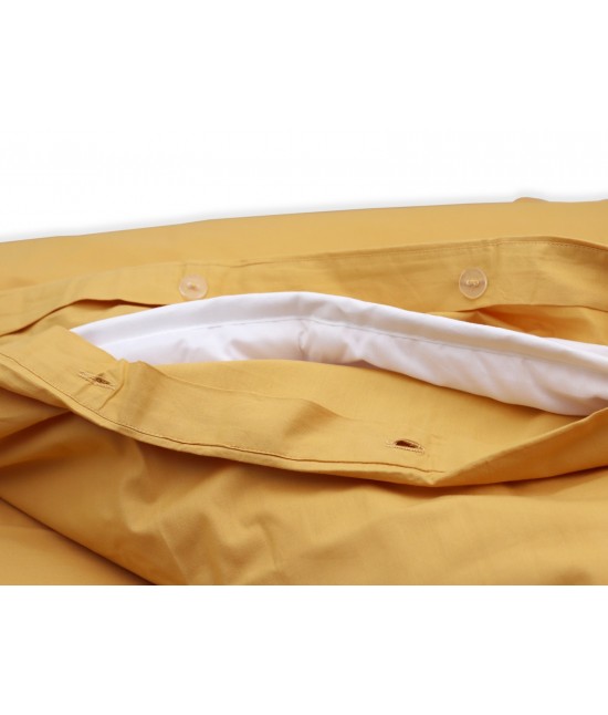 Completo copripiumino ricamato con punto ajour tinta unita composto da sacco + sotto con angoli + federa - ajour : Misura - Singolo, Colore prodotto - Giallo, Tessuto - Cotone