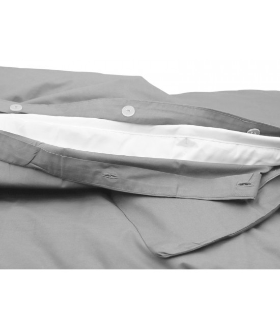Completo copripiumino ricamato con punto ajour tinta unita composto da sacco + sotto con angoli + federa - ajour : Misura - Singolo, Colore prodotto - Grigio, Tessuto - Cotone