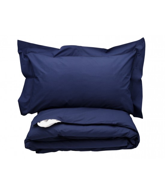 Completo copripiumino ricamato con punto ajour tinta unita composto da sacco + sotto con angoli + federa - ajour : Colore prodotto - Blue, Misura - 1 piazza e mezza, Tessuto - Cotone