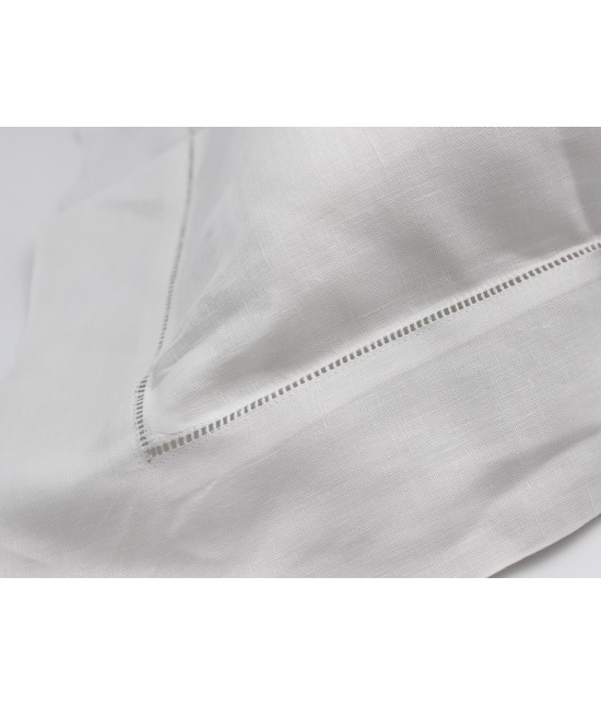 Completo lenzuola in 100% lino ricamato punto ajour tinta unita composto da sopra + sotto con angoli + federe - ajour : Colore prodotto - Bianco, Misura - Matrimoniale, Tessuto - Lino