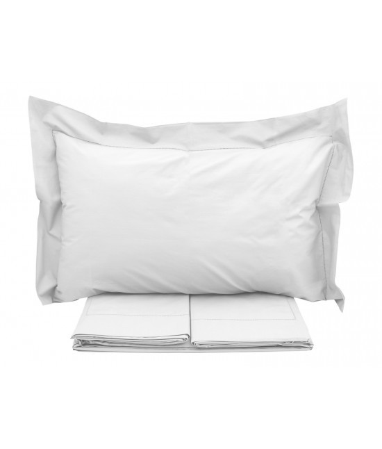 Blanco raya - Completo lenzuola matrimoniale bordato in 100% cotone orlo a giorno composto da sopra + sotto + federe : gigliuccio.