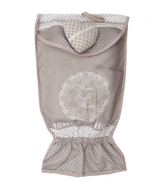 Blanco raya - Porta sacchetti o borse spesa da appendere a parete organizer stile shabby chic decoro cuore 3d: 18002 dis3