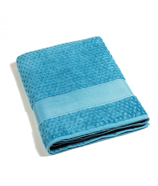 Asciugamano viso in 100% spugna di cotone 450 gr/mq : sirena. : Colore prodotto - Azzurro, Tessuto - Cotone