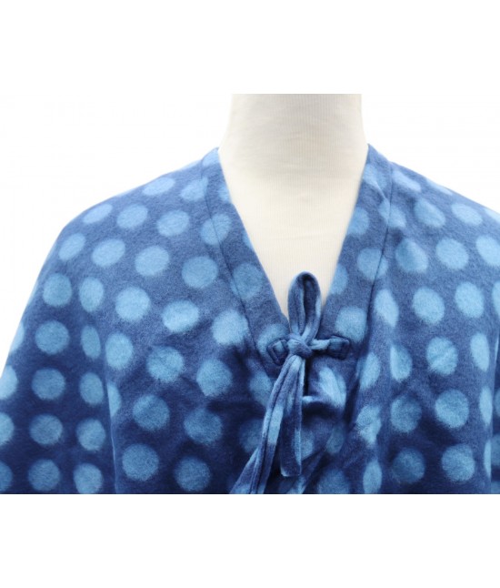 Plaid mantella poncho scialle fantasia pois: pt002 : Colore prodotto - Blue, Tessuto - Poliestere, Misura - 120x150 cm