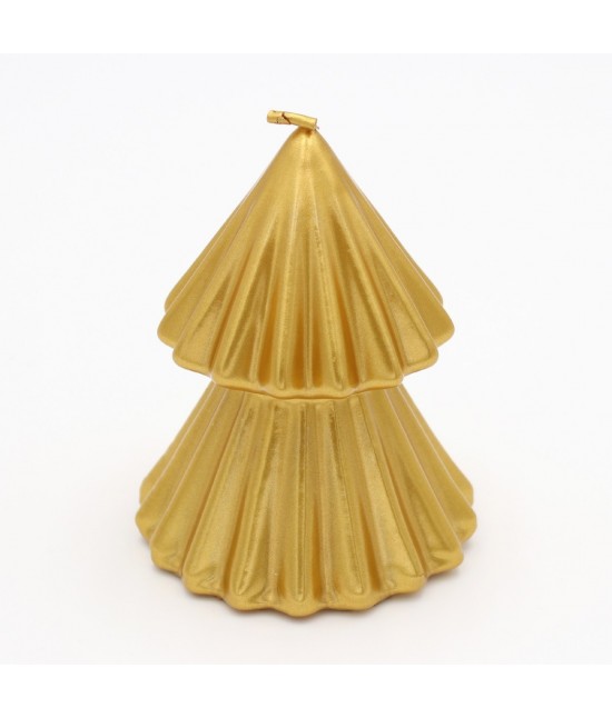 Candela natalizia a forma di albero stilizzato colore oro metallico 12 cm in ceralacca: tokyo