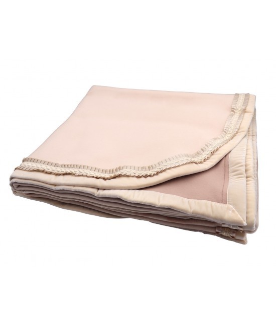 Somma - Coperta invernale in pura lana vergine merino tinta unita con fantasia floreale colore rosa: romantica
