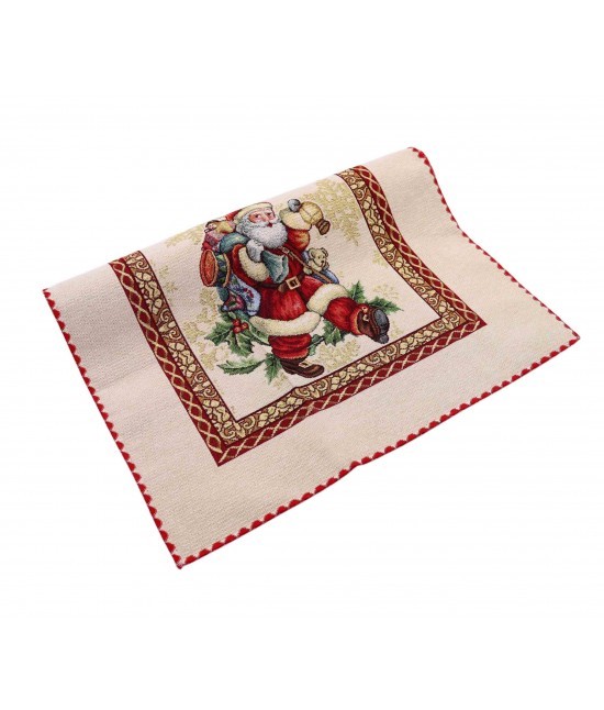 Vingi - Runner finemente decorato con motivo natalizio: santa claus