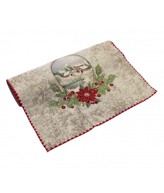 Vingi - Runner in gobelin decorato con moivo natalizio: st. moriz