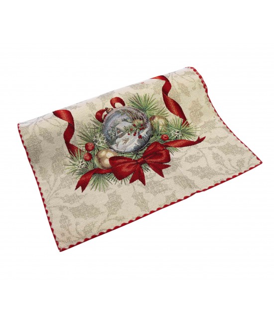 Runner in gobelin finemente decorato con motivo natalizio: fiocco : Tessuto - Poliestere cotone, Misura - 45x140 cm, Variante - Fiocco